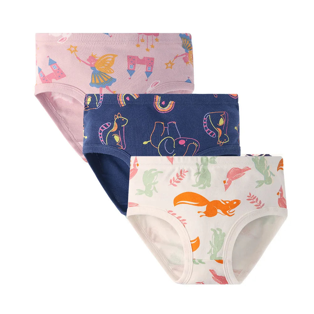 1/3/6/9 Pcs Children's Girls Panties 100% Cotton Soft Pretty Cartoon Unicorn Print Underwear For Girls Undies Boxer Breathable