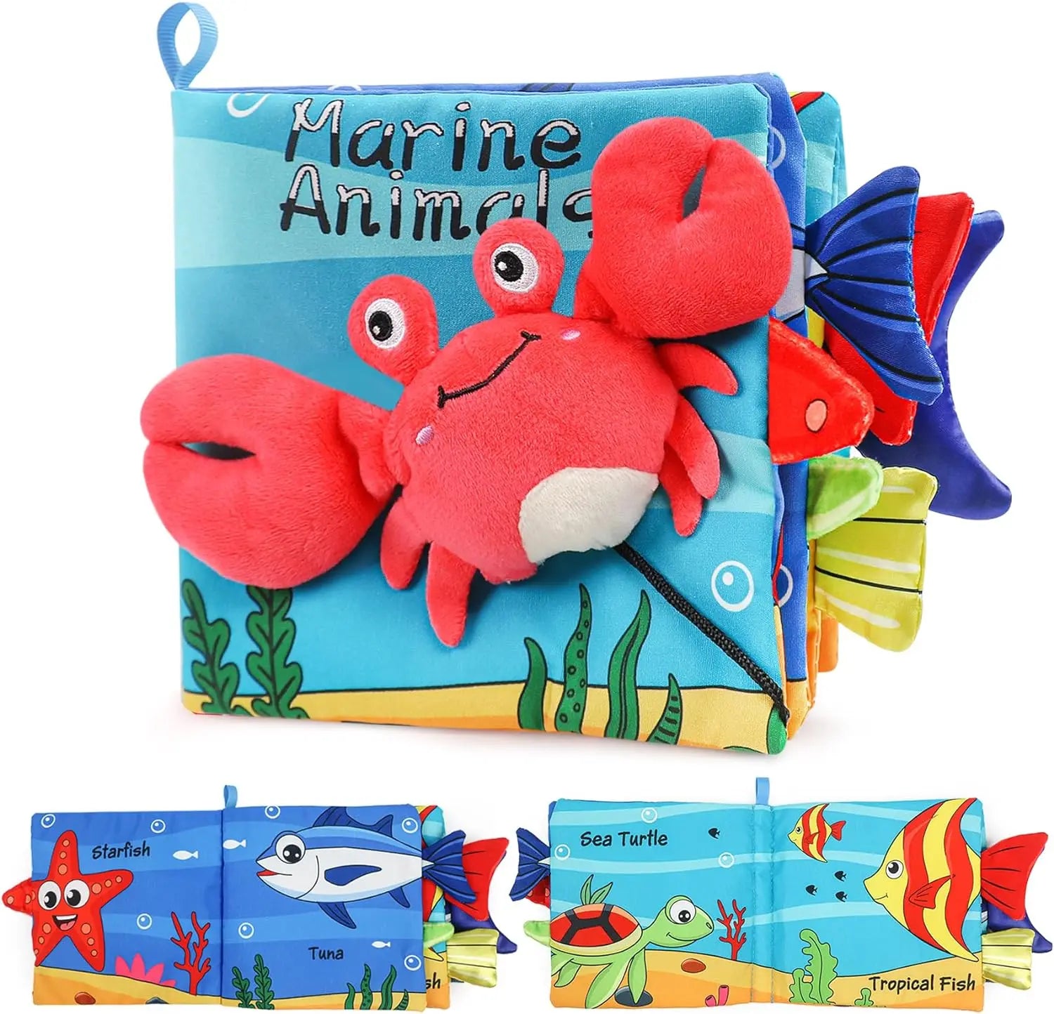 Baby Soft Books Toys Crinkle Cloth Book Marine Animal Tails for Infant Baby Early Development Interactive Stroller Soft Toys