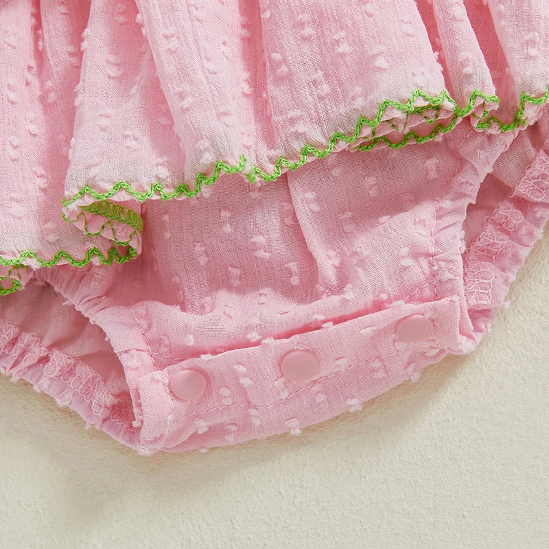 Infant Floral Print Sleeveless Romper Dress with Ruffle Detail and Bow Tie Newborn Summer Playsuit Outfit