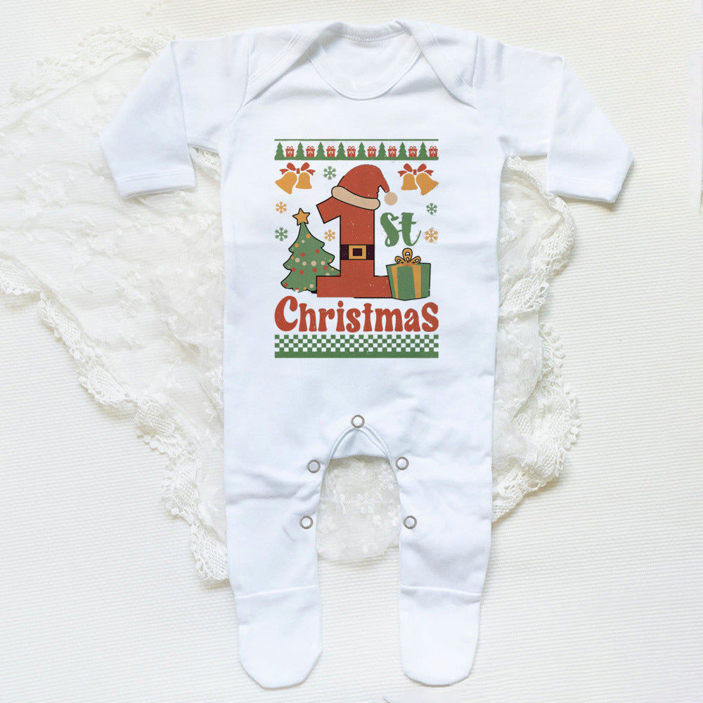First Christmas Print Baby Sleepsuit Xmas Babygrow Sleepsuit Infant Christmas Gift Boys Girls Clothes Baby Coming Home Outfits