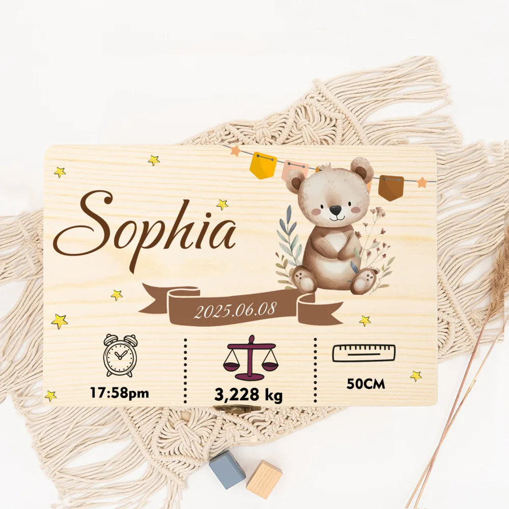 Personalized Baby Memory BWooden Keepsake Box Christening Gift for Boys and Girls Baby's First Keepsake Box Newborn Baby Gifts