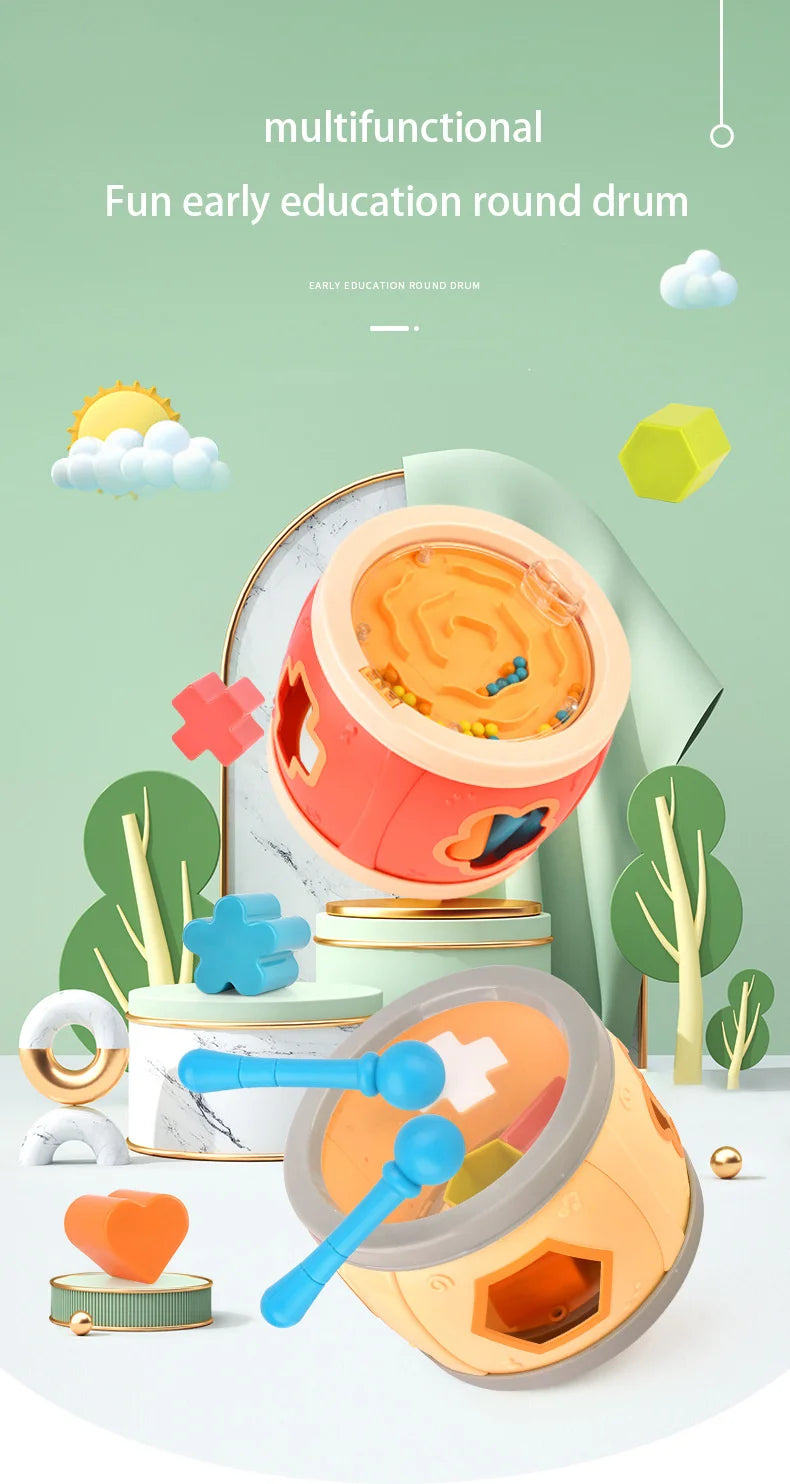 Baby Drum Colorful Rolling Drum Musical Instrument Toy For Toddlers Preschool Educational Toy Rhythm Sound Music Learning Gift