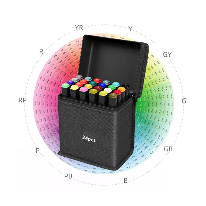 12/24/30/40/60/80/100/120/168pcs Art Marker Set, Watercolor Brush Pens For Students, Dual Tip Oil-Based Markers For Art Students