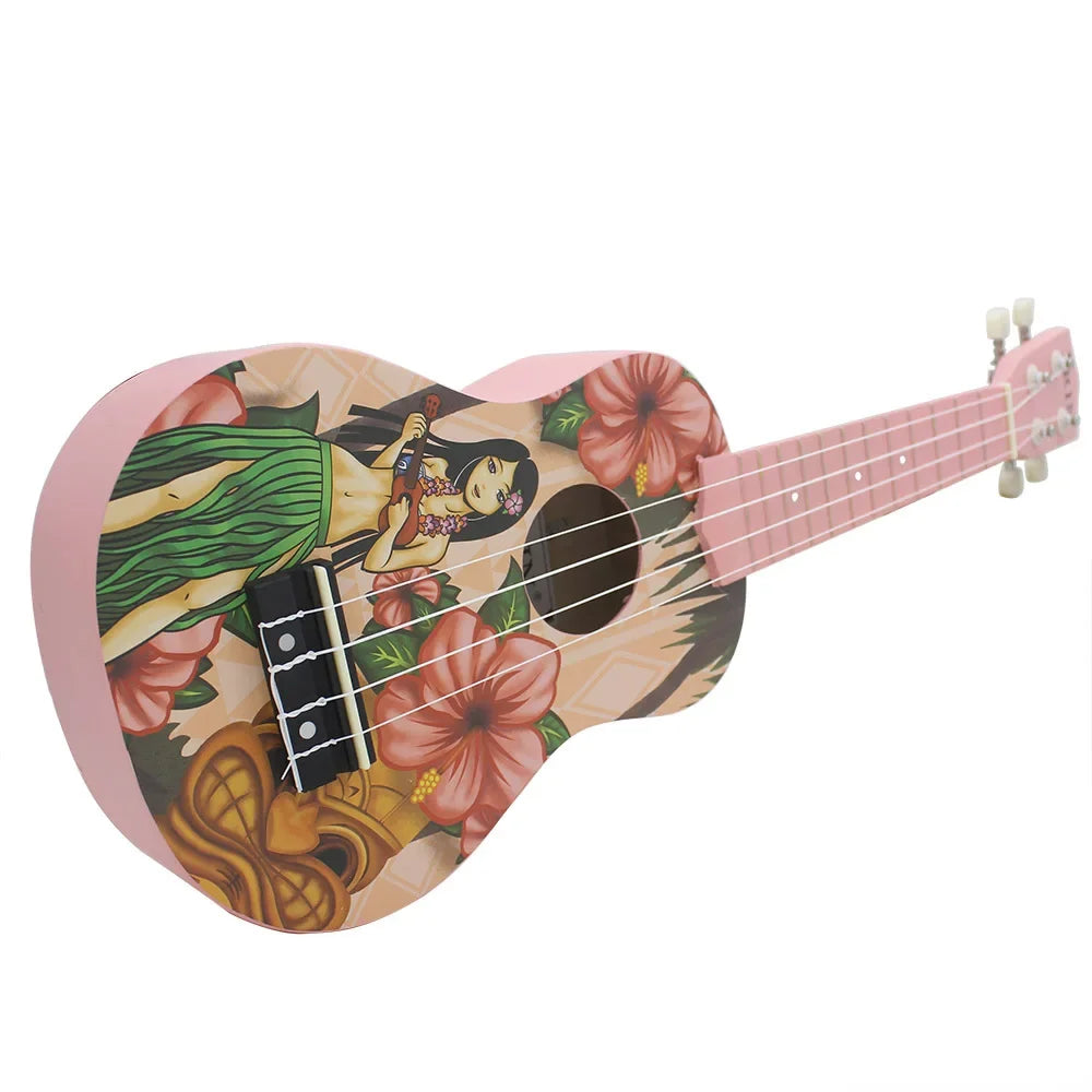 IRIN 21 Inch Ukulele Hawaiian Girl Hawaiian Guitar Musical Instrument 4 Strings Basswood Ukulele Soprano Guitar Tuner Capo Parts