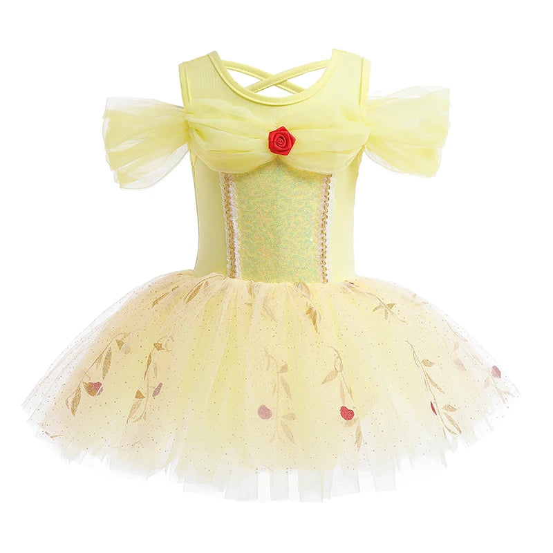 Belle Girl Princess Ballet Tutu Dress for Toddler Little Girls Ballerina Dance Costume Outfit Dancewear with Tulle Skirt  Yellow