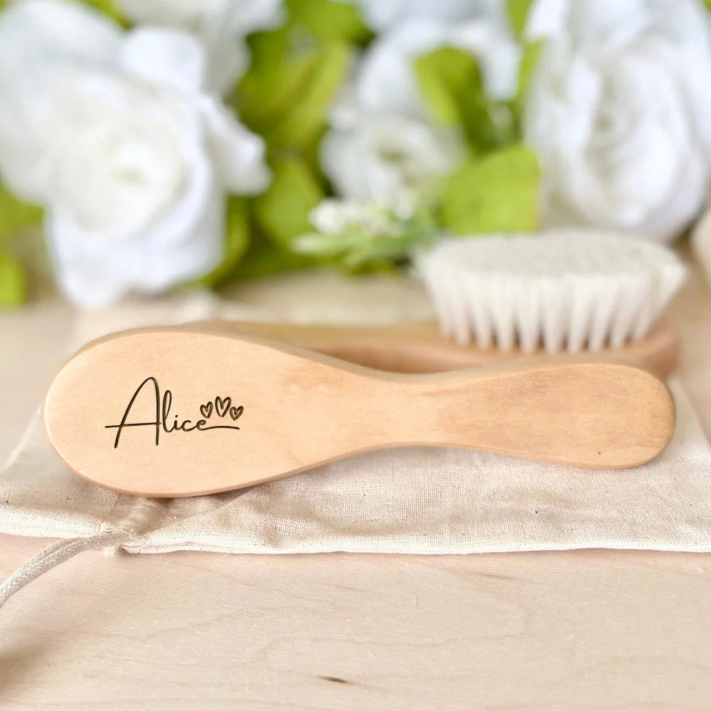 Personalized Baby Hairbrushes Engrave Infant Name Wooden Newborn Hair Brush Comb Birth/Baptism/Birthday Baby Shower Gifts