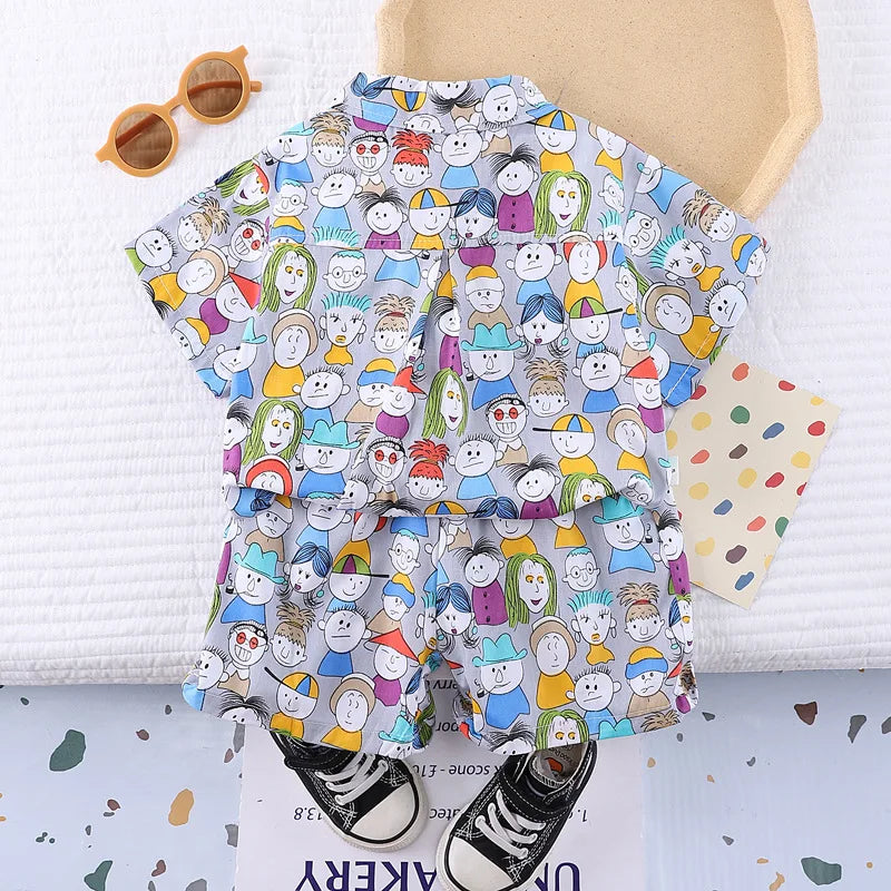 New Summer Baby Clothes Suit Children Boys Shirt Shorts 2Pcs/Sets Toddler Clothing Infant Casual Cartoon Costume Kids Tracksuits