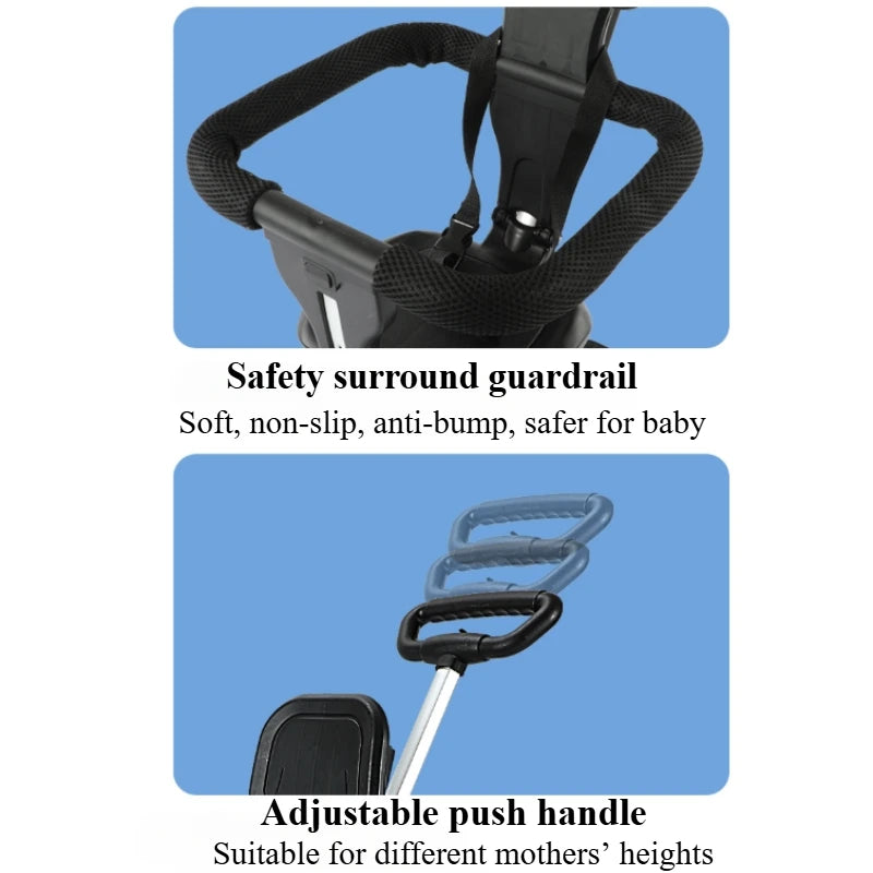 Foldable Baby Stroller Lightweight Infant Stroller with 360° Universal Wheel Soft Wide Seat Height Adjustable Halloween Gifts