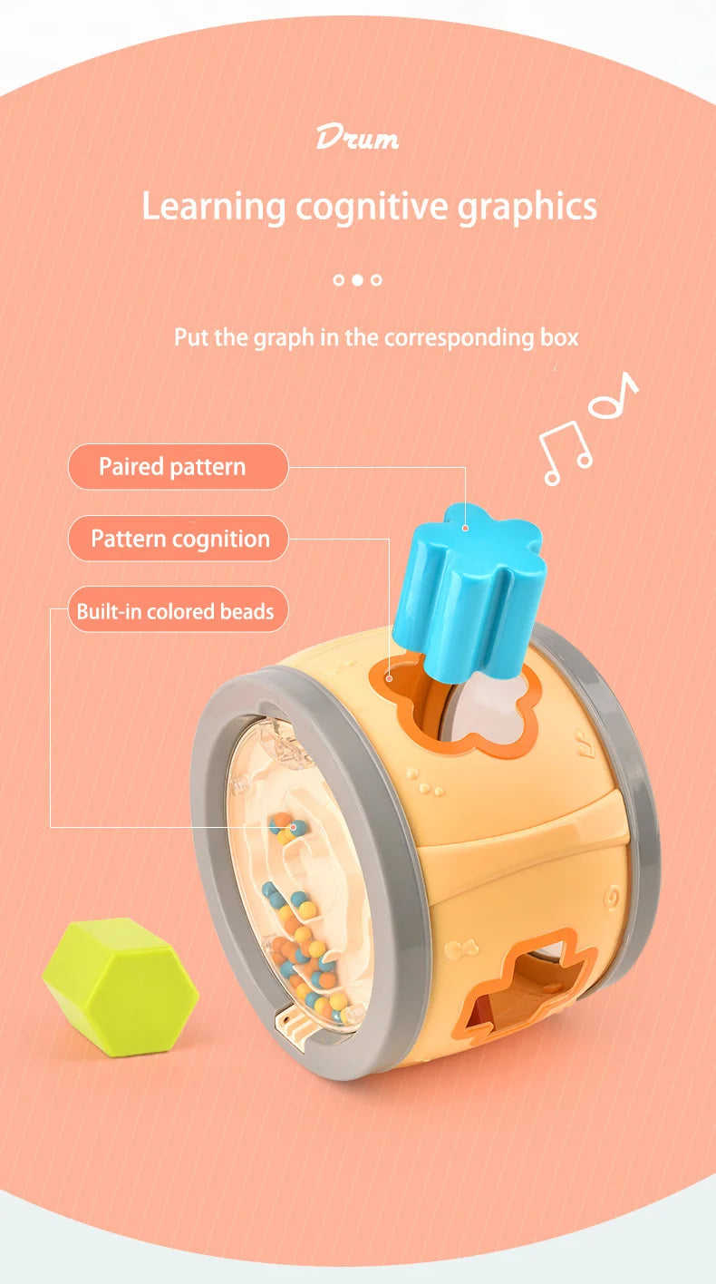 Baby Drum Colorful Rolling Drum Musical Instrument Toy For Toddlers Preschool Educational Toy Rhythm Sound Music Learning Gift