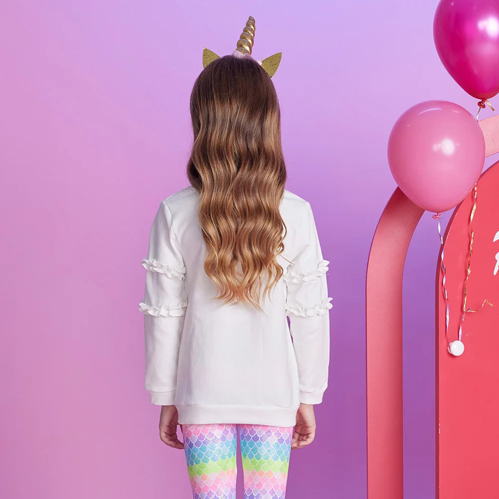 VIKITA Kids Hoodies Sweatshirts Girls Butterfly Print Autumn Spring Cotton Casual Tops Kids Pullover Sports Sweatshirts 3-12 Yrs