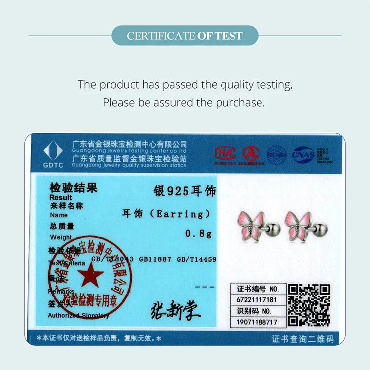 Bamoer 925 Sterling Silver Luxury Girl Earrings Rainbow Butterfy Cute Fancy Funny Ear Stud Original for Women Party Fine Jewelry