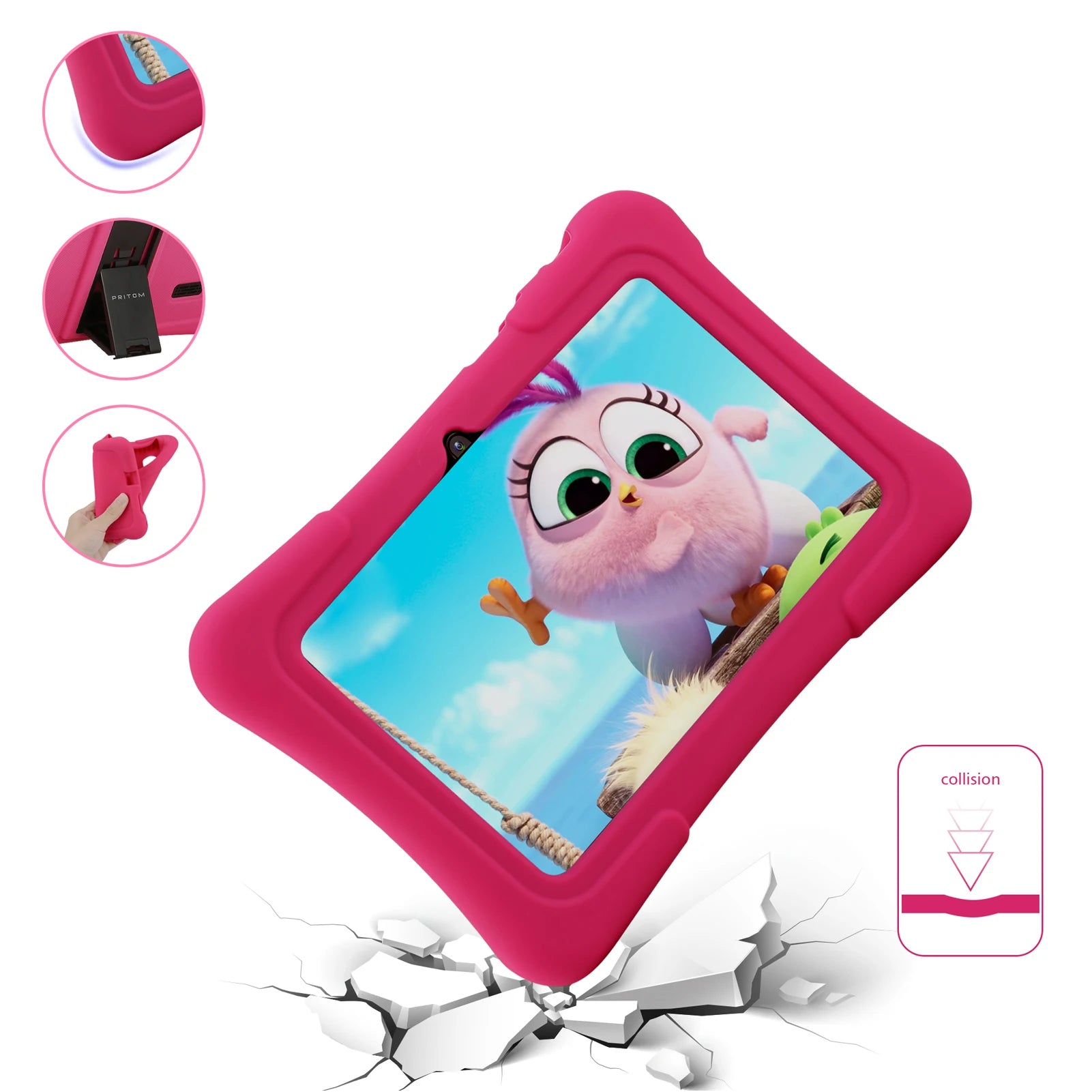 PRITOM 7 Inch Kids Tablet Quad Core Android 13 32GB WiFi Bluetooth Educational Software Installed