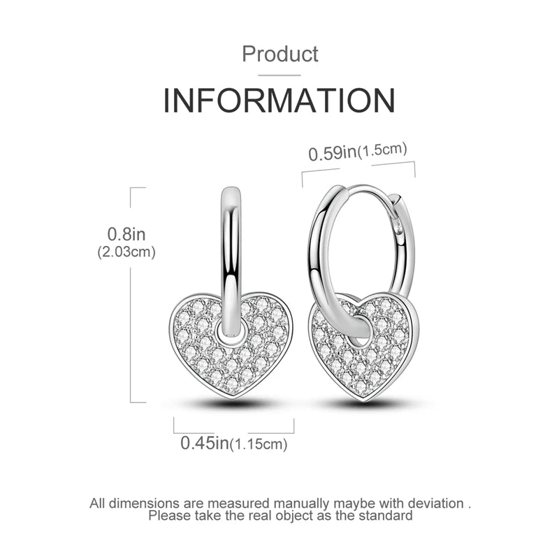 925 Sterling Silver Pave U Shape Heart Eardrop Earrings Hoop Earrings For Women Wedding Engagement For Girlfriend Birthday Gift