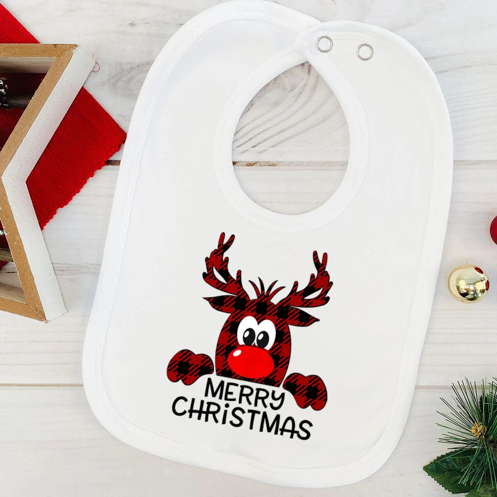My First Christmas Baby Bib Boy Girl Cute Burp Cloths Xmas Infant Bibs Newbron 1st Christmas Bib Gift Xmas Party Toddler Bibs