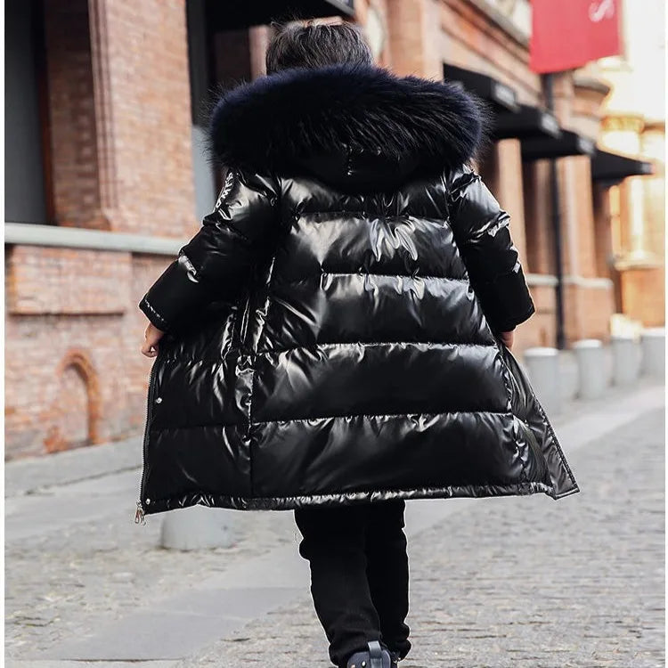 2025 New Boys Girls Cotton-Padded Coat Winter Outerwear Stylish Mid-Length Toddler Big Kids Winter Jacket