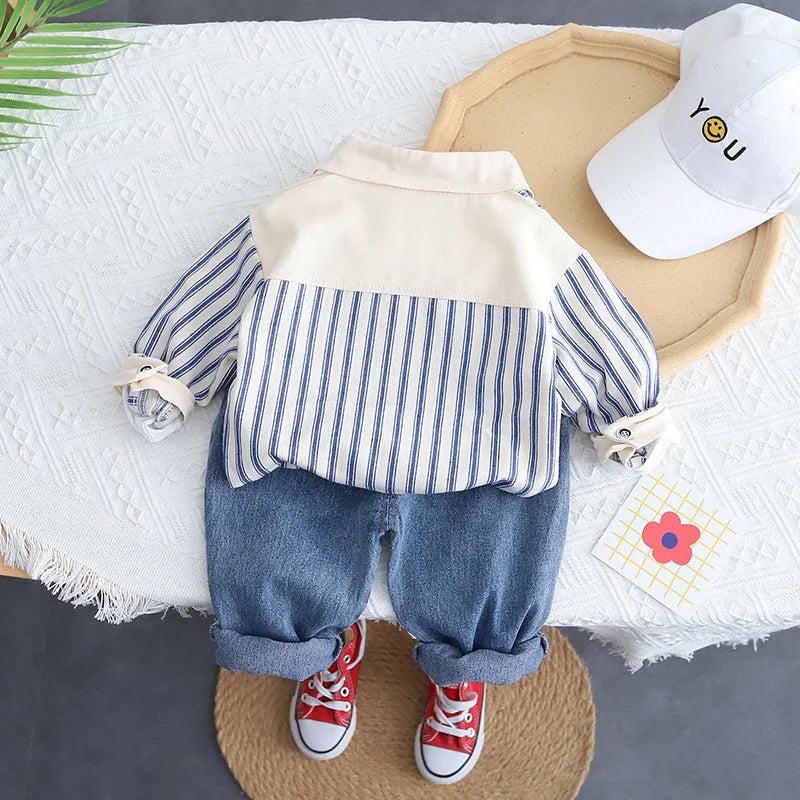 New Spring Autumn Baby Clothes Suit Children Boys Striped Jacket T-Shirt Pants 3Pcs/Sets Toddler Casual Costume Kids Tracksuits