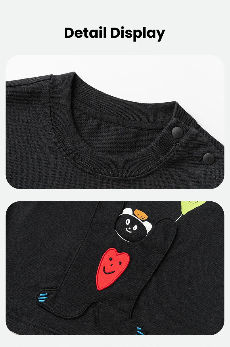 Mini Bala Boys And Girls Kids Short Sleeve T-Shirt 2025 New Spring White Black Baby Pure Cotton Top for Daily Life Casual