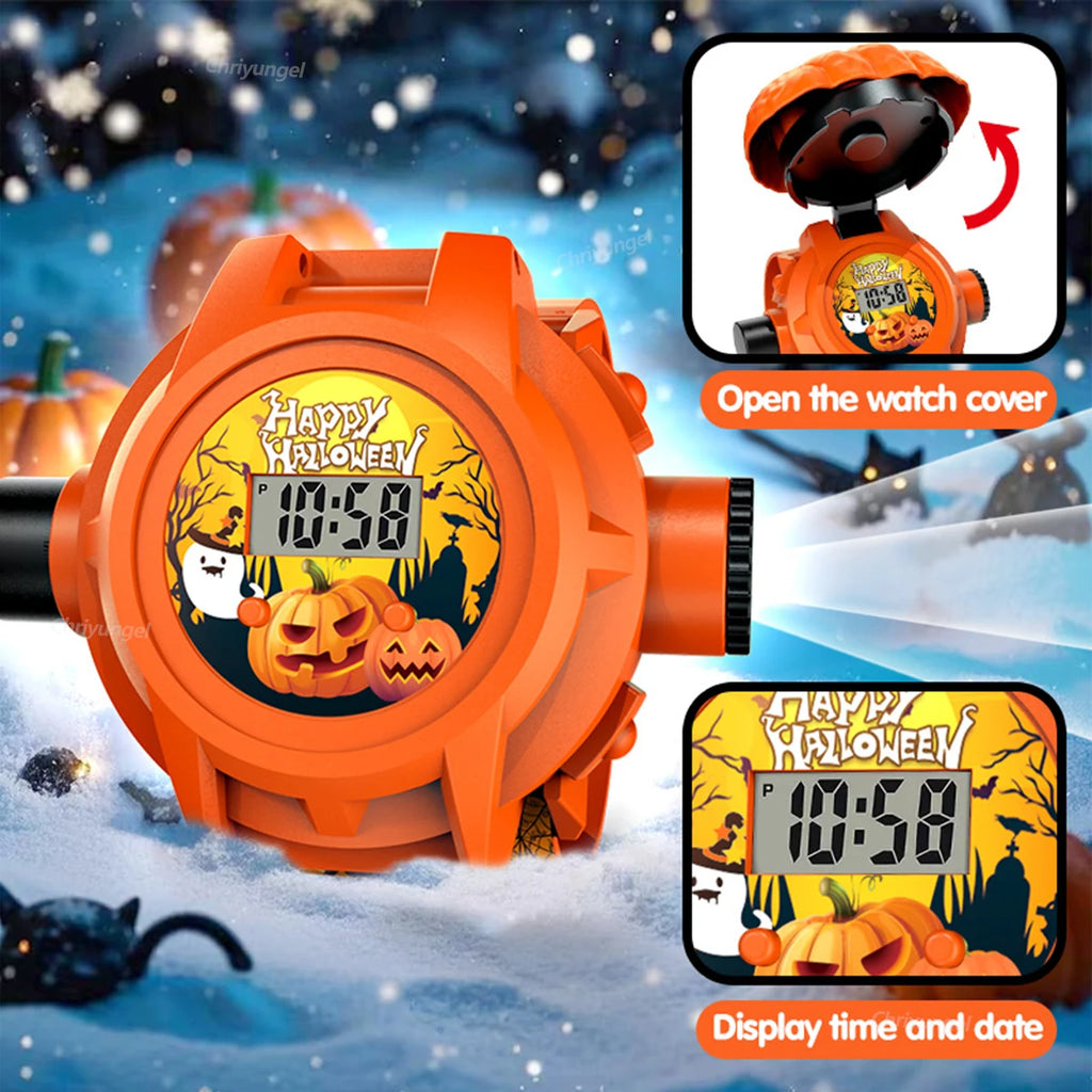Cartoon Projection Watch for Kids Electronic Watch 24 Patterns Display Projector Montessori Education Toys Gift for Boys Girls