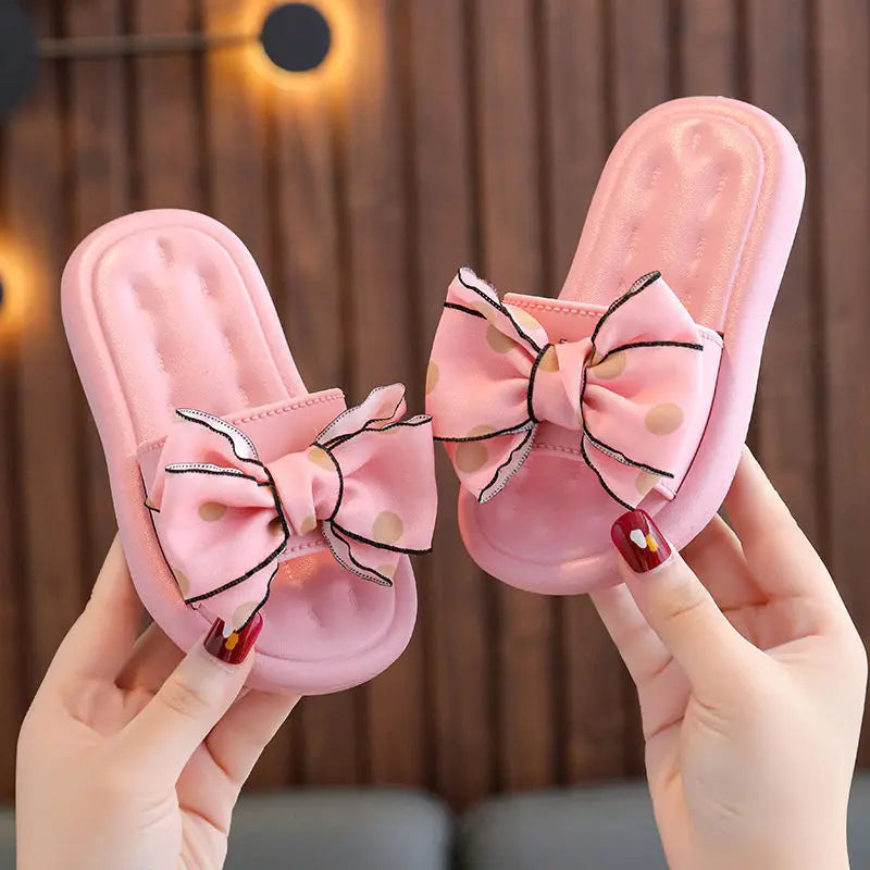 Summer Children's Slippers Girls Princess Non-slip Soft Sole Slippers Toddler Girl Shoes Bow Tie Slippers Flip Flops Outdoor