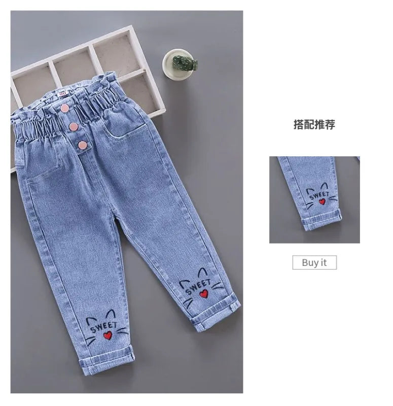 Girls Pants Kids Clothes Children Jeans Cowboy  Denim Pants Spring Autumn Fashion Clothing Streetwear Casual Harajuku