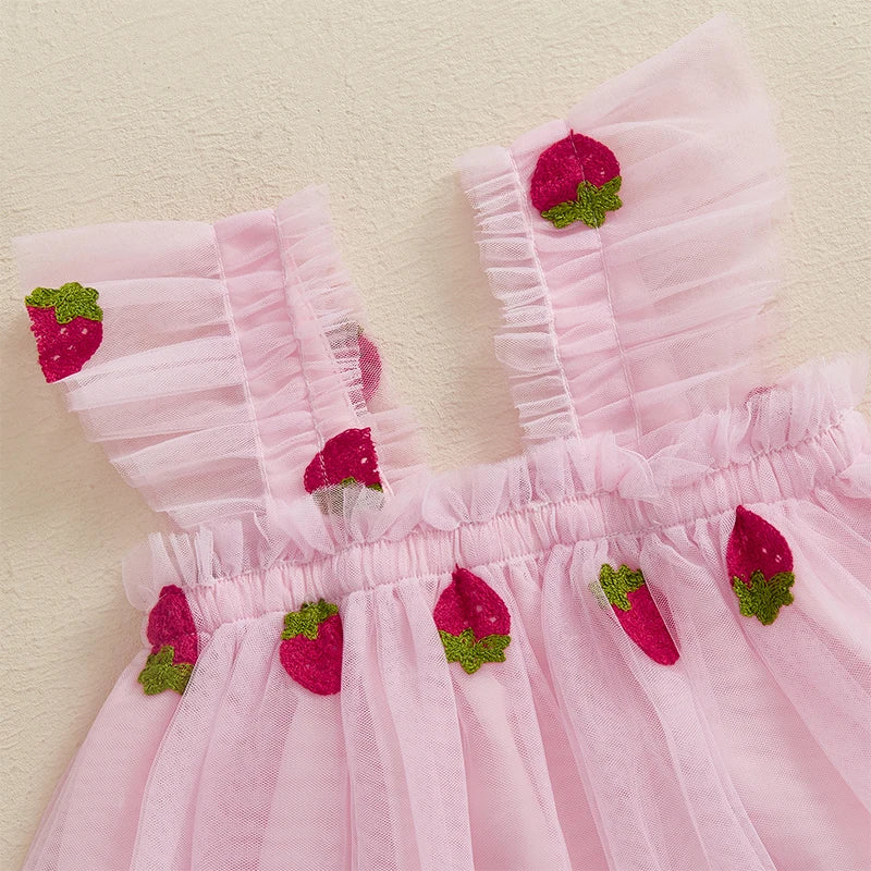 Toddler Girl Floral Lace Dress Sleeveless Round Neck Princess Party Dress with Bow Detail and Tulle Skirt