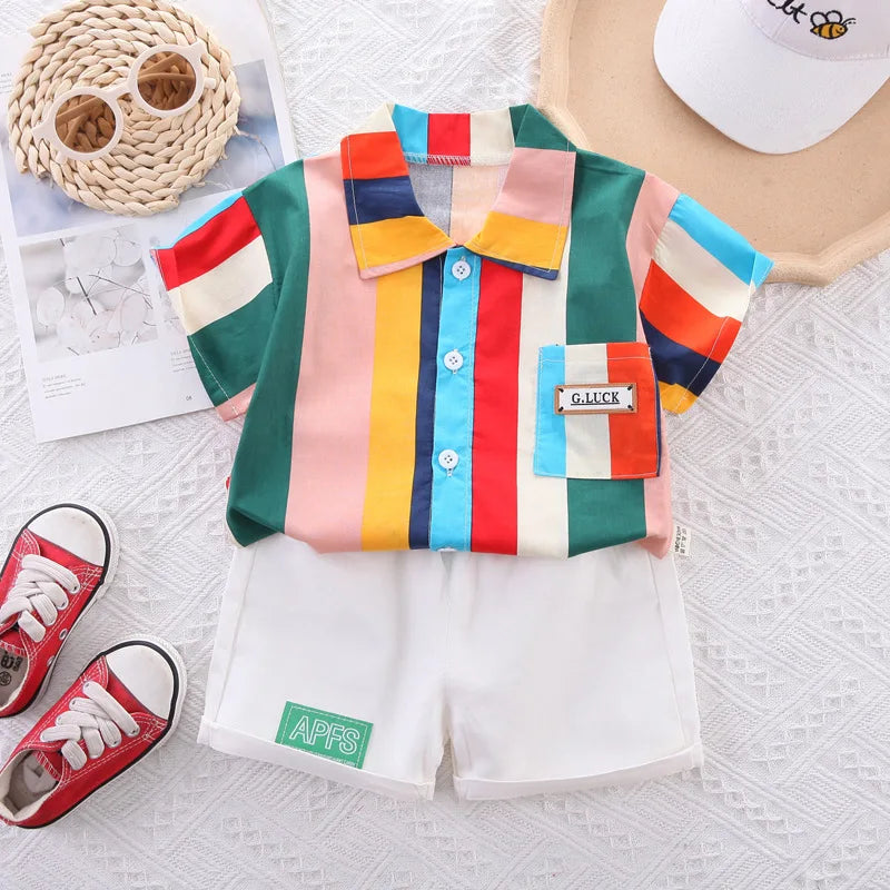New Summer Baby Boys Clothes Children Striped Shirt Pants 2Pcs/Sets Toddler Casual Costume Kids Tracksuits Infant Outfits