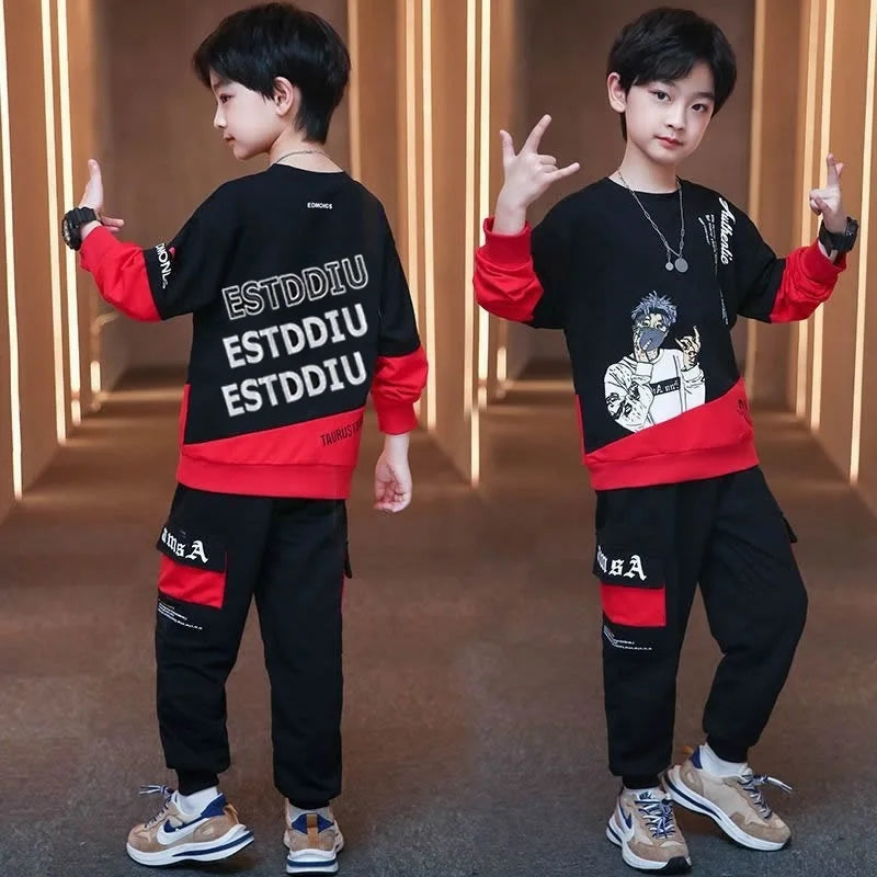 2024 Boys Clothes Set striped Sweatshirt tops + Sport Pants Tracksuits winter Autumn Kids Suit Children 5 7 8 9 10 11 12 13Year