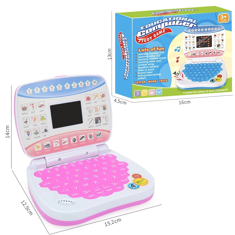 English Learning Small Laptop Toy for Kids. Boys and Girls Computer for Aphabet ABC.Numbers.Words.Spelling.Maths.Music