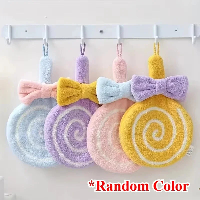 Lollipop Hand Towels Kitchen Washcloths Kids Washcloths Kitchen Dish Cloths Hanging Hand Towels Towel for Kids with Hanging Ring