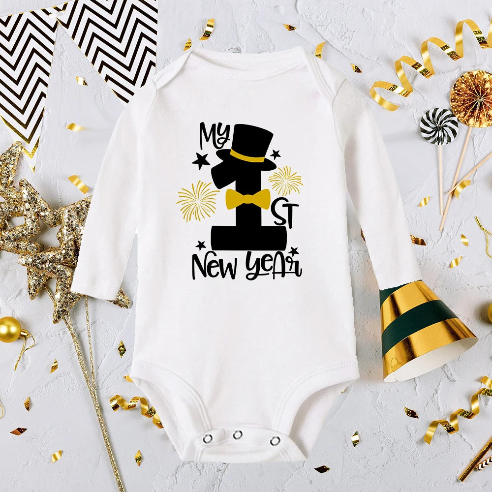 It Is My 1st New Year Baby Boy Girl Long Sleeve Romper Fashion Casual Robe Ropa Newborn Baby Bodysuit New Year Holiday Best Gift