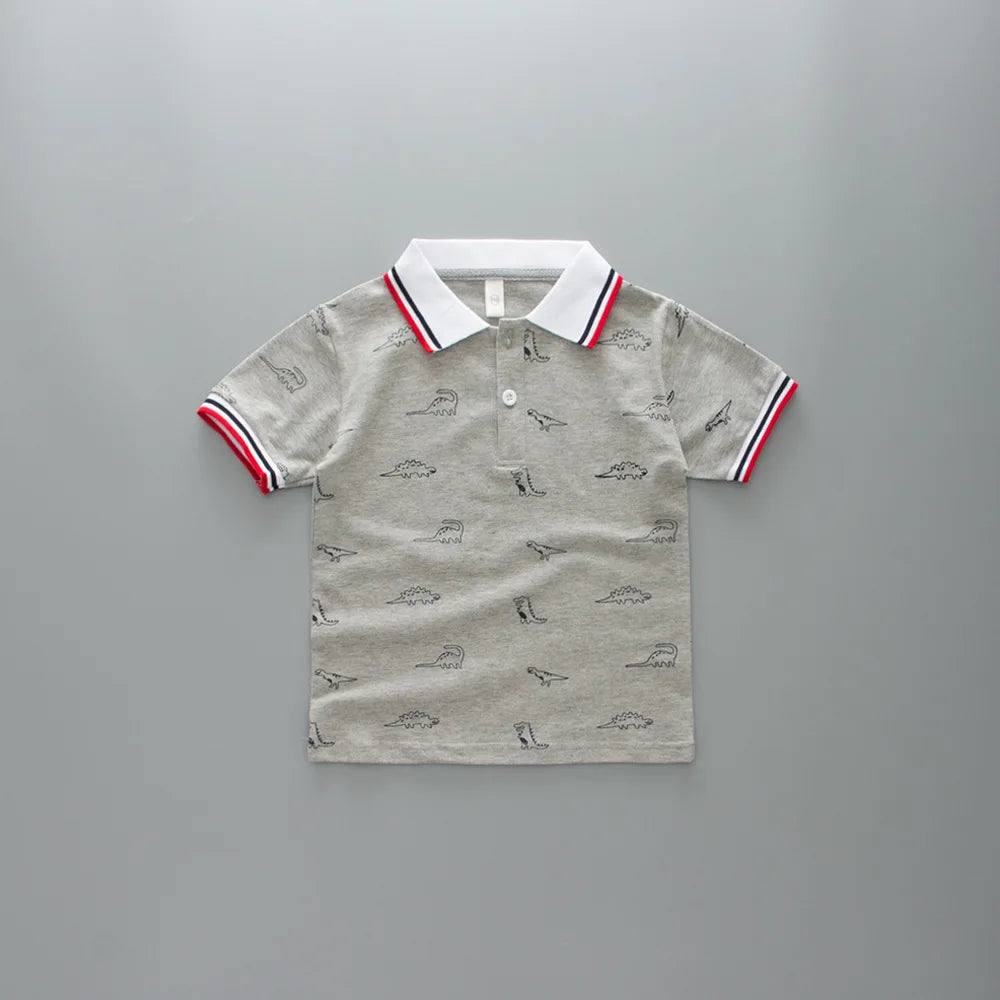 Summer Kids Polo Shirt Boys Short Sleeve Lapel Polos Clothes for Girls Cotton Print Breathable Kids Polo Shirt Children Tops
