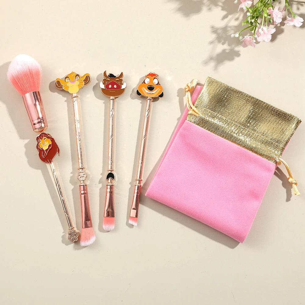 4pcs Lion King makeup brush set, cartoon cute Simba eye shadow brush, metal fiber makeup brush, eye makeup tools suitable f