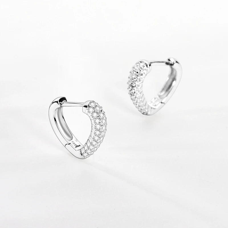 925 Sterling Silver Pave U Shape Heart Eardrop Earrings Hoop Earrings For Women Wedding Engagement For Girlfriend Birthday Gift