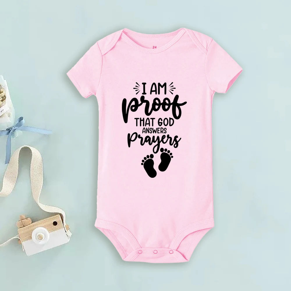 Proof That God Answers Prayers Baby Bodysuit Little Answered Prayer Romper Baby Announcement Bodysuits Newbron Shower Gift