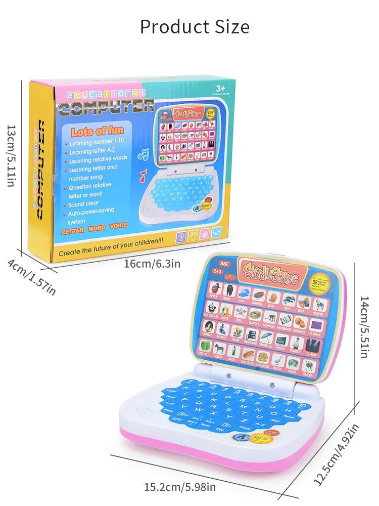 English Learning Small Laptop Toy for Kids. Boys and Girls Computer for Aphabet ABC.Numbers.Words.Spelling.Maths.Music