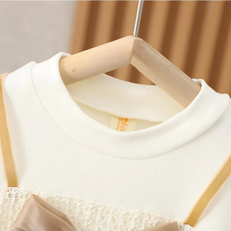 Autumn New Sweet Bow Baby Girl Dress, Princess Style Children'S Clothing Suitable For Babies Aged 9 Months To 3 Years Old