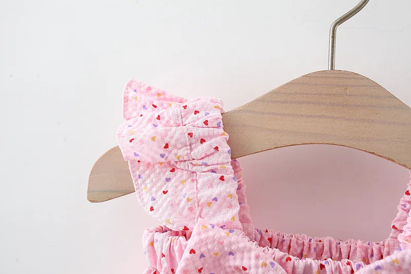 (0-3 Year Old Baby Girl Two-Piece Set) Summer New Casual Vacation Style Sweet And Caring Children'S Sleeveless Clothes