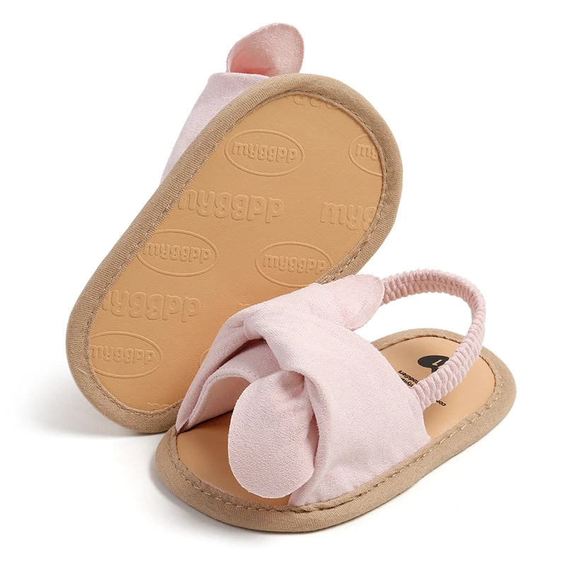 Adorable Baby Girls Sandals with Bowknot Detail Non-Slip Sole Soft Princess Shoes for Beach First Walker Toddler Sandals