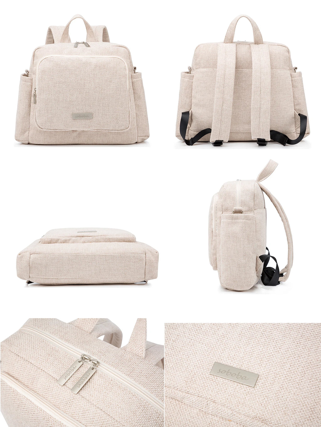 Soboba 2023 New Diaper Bags for Mother Waterproof Large Capacity Solid Polyester Diaper Backpacks Travel Bag for Newborn Baby