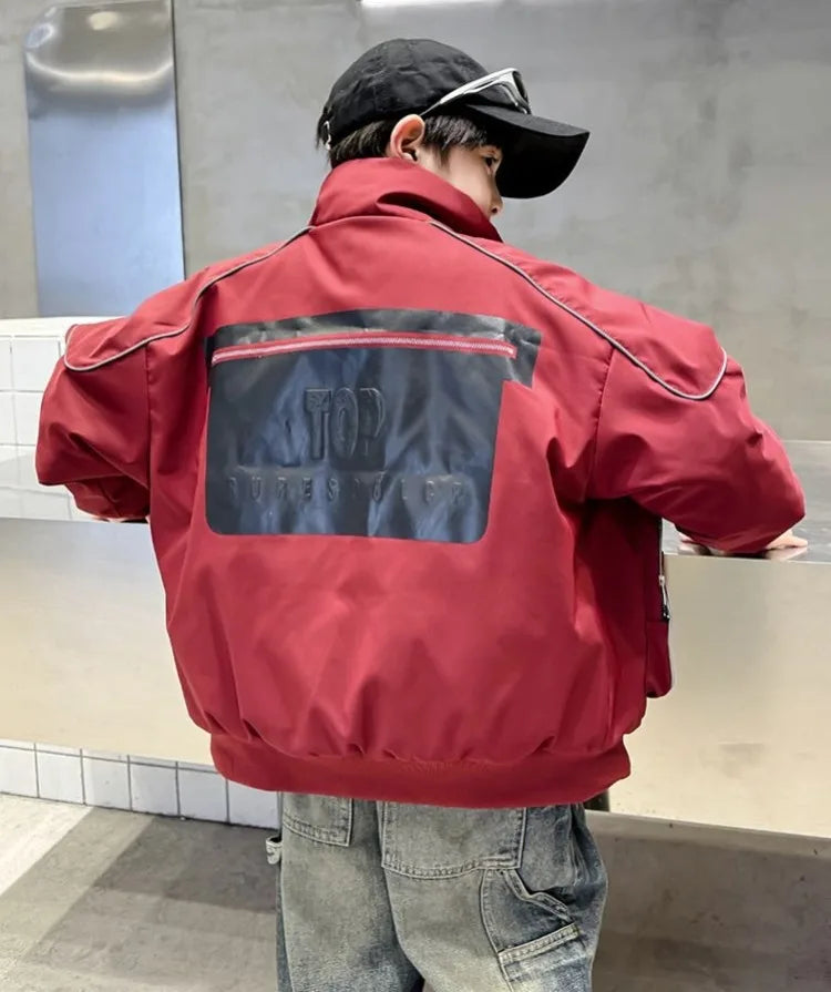 2025 New Boys' Winter Padded Quilted Windbreaker Jacket for Big Kids Waterproof Windproof Outdoor Jacket with Thermal Insulation