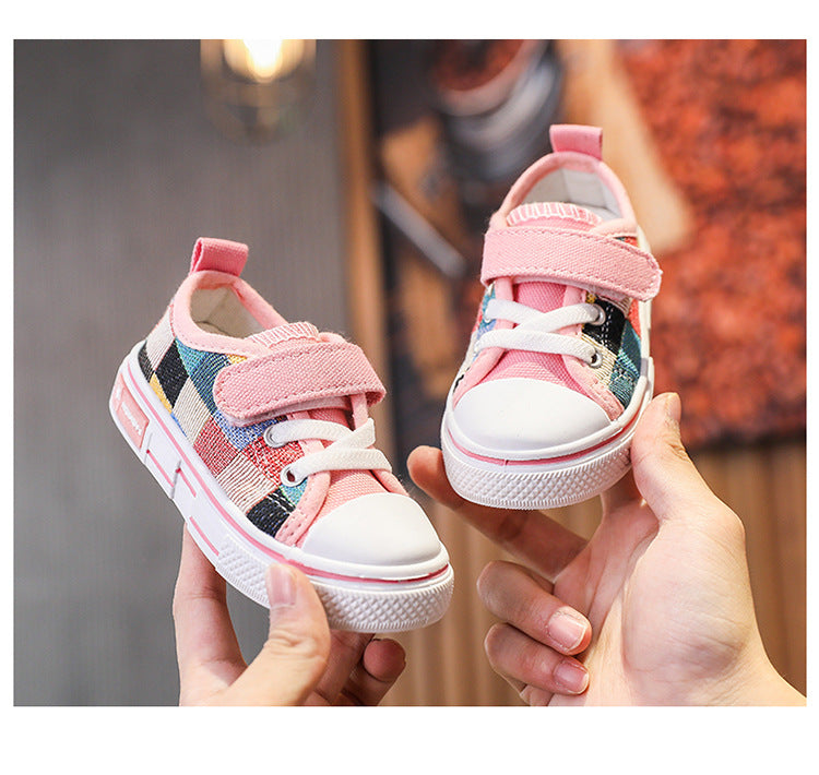 Children's Casual Shoes Toddlers Kids Canvas Sneakers for Boys Girls Fashion Classic Checkered Soft Rubber Sole Spring Autumn