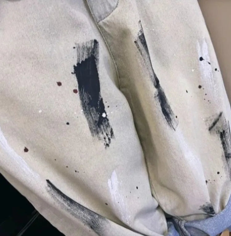 2025 Spring/Autumn Boys' Hip-Hop Long Pants, Kids' Size 12-14 Versatile Graffiti Casual Streetwear Trousers