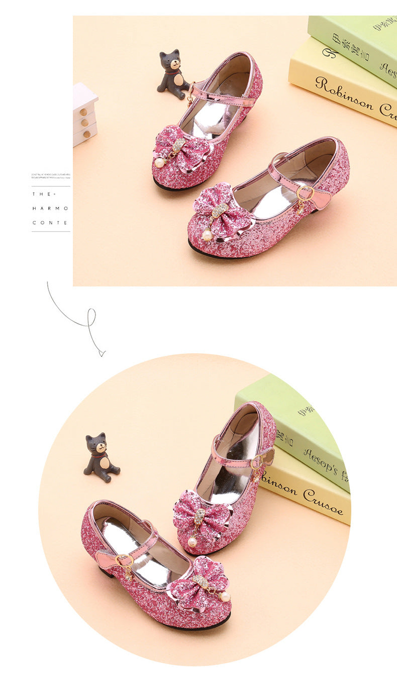 New Children Shoes Girls High Heel Princess Dance Sandals for Girls Kids Shoes Glitter Soft Leather Fashion Party Dress Wedding