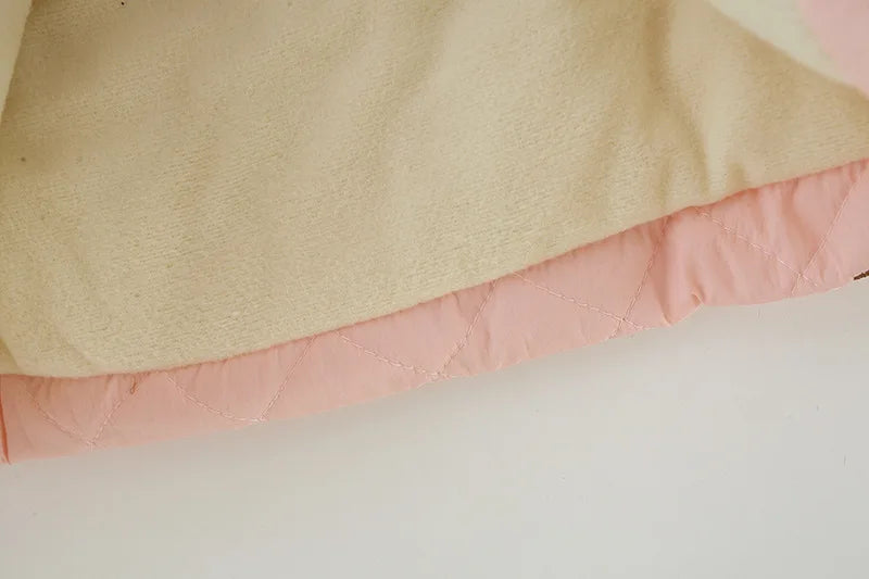 Winter New Sweet Bow Baby Girl Coat, Princess Style Thick And Warm Children'S Clothing Suitable For Babies Aged 1-4 Years