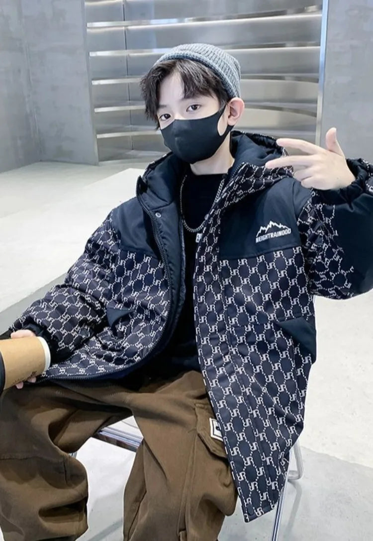 2025 New Boys' Thickened Winter Coat with Hood, Fleece-Lined Parka Jacket for Toddler Boys, Stylish & Warm Winter Wear