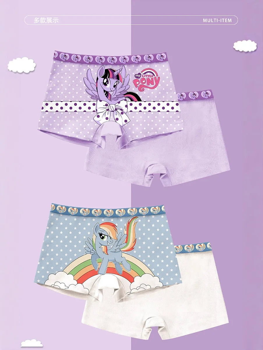 4pcs Miniso for My Little Pony Girls Panties Cotton Flat Four Corner Shorts Class A girls Soft Skin-Friendly Kids for Gifts