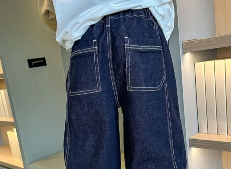 Designer Boys Autumn Winter 2025 New Casual Stretchable Denim Jeans Long Pants Boys' Fashionable Trousers