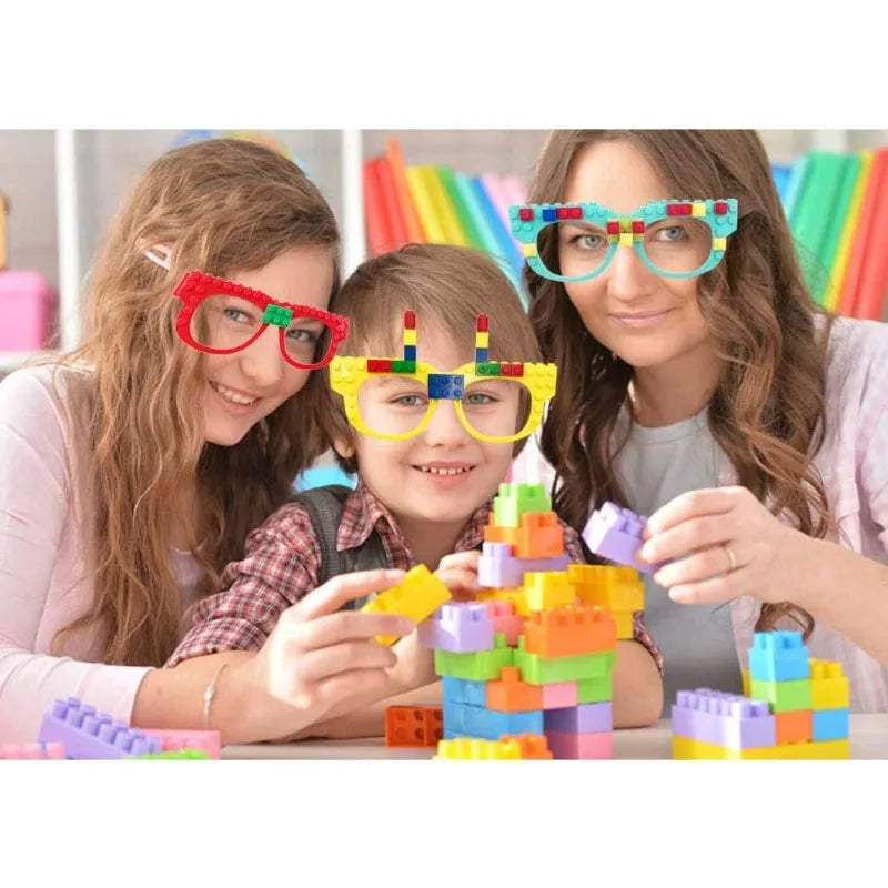 DIY Building Bricks Glasses Building Blocks Games for Kids Creative Building Block Birthday Party Favors, Carnival Party Games