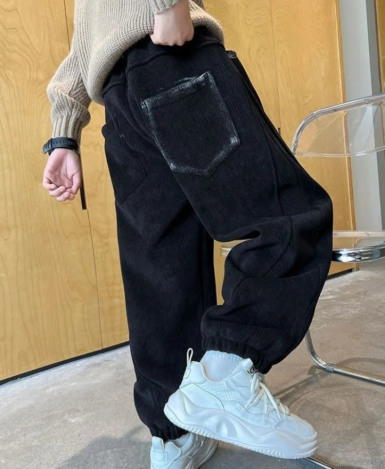 2025 New Boys' Corduroy Pants Spring Autumn Toddler Boy Sports Casual Pants