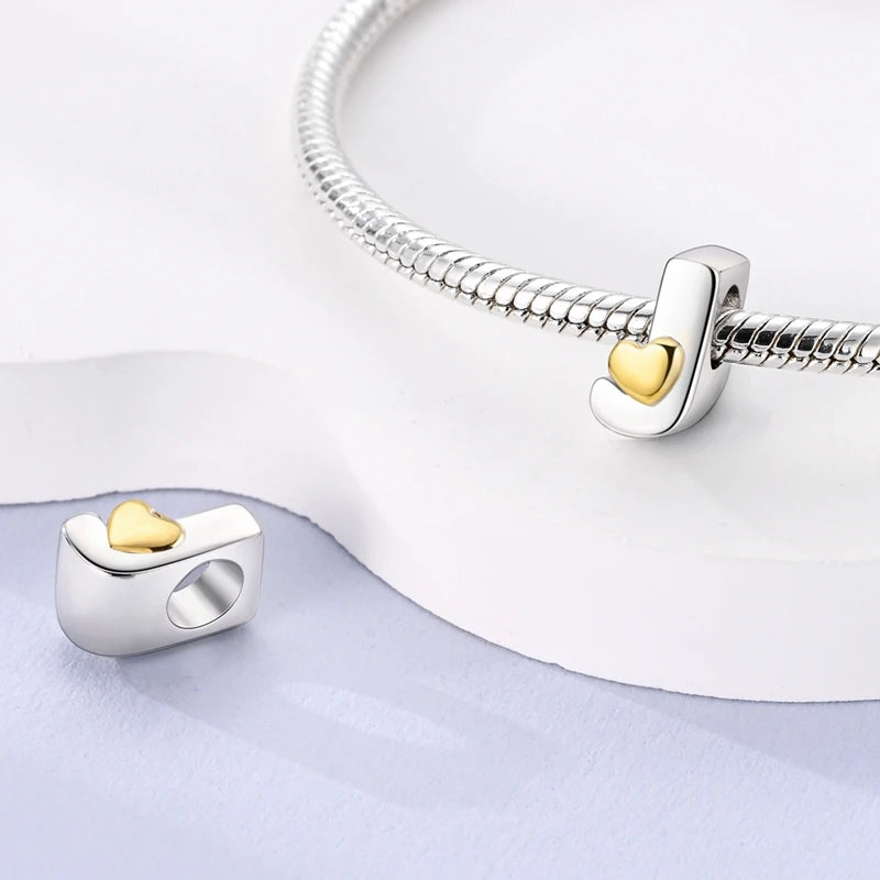 925 Sterling Silver DIY Alphabet Charms Beads LOVE Heart Letter Fit Original Bracelet Bangle Necklace Jewelry Marking Gift